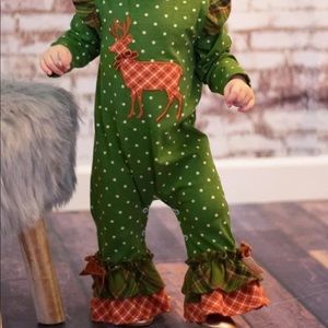 Embroidered Reindeer Romper